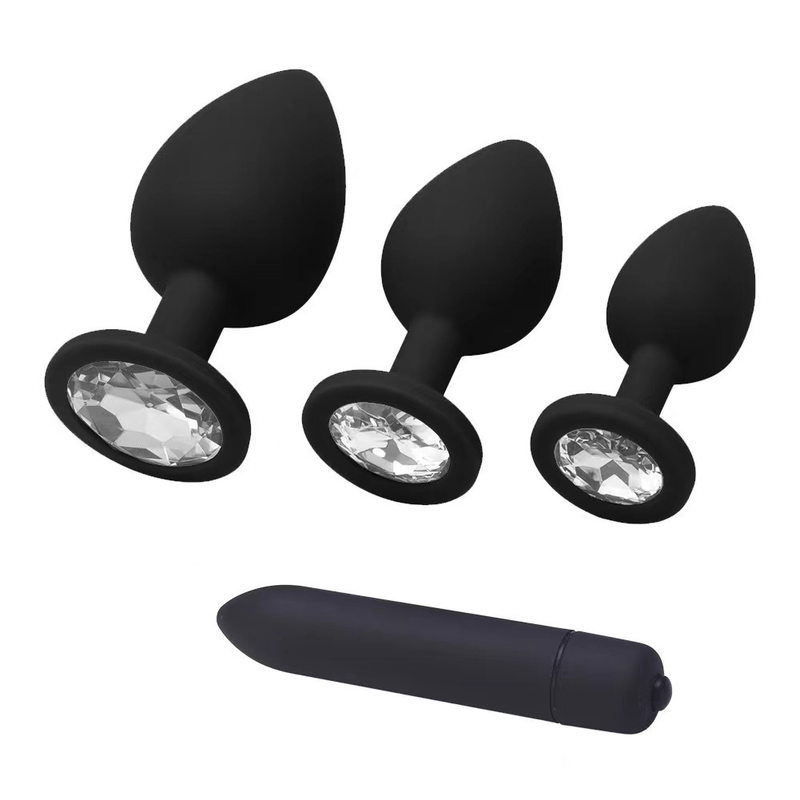 Silicone heart-shaped anal plug, round anal plug, large, medium and small size silicone anal plug, vibrating bullet anal plug set_voghion.com