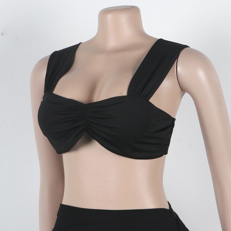 Ensemble deux pièces jupe à volants décontractée pour femme_voghion.com