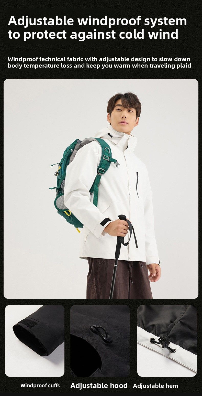 Ensemble deux pièces d'extérieur conforme aux nouvelles normes nationales, thermoscellé, veste à capuche en graphène, coupe-vent et imperméable, garnie de duvet de canard 90 g et collée._voghion.com