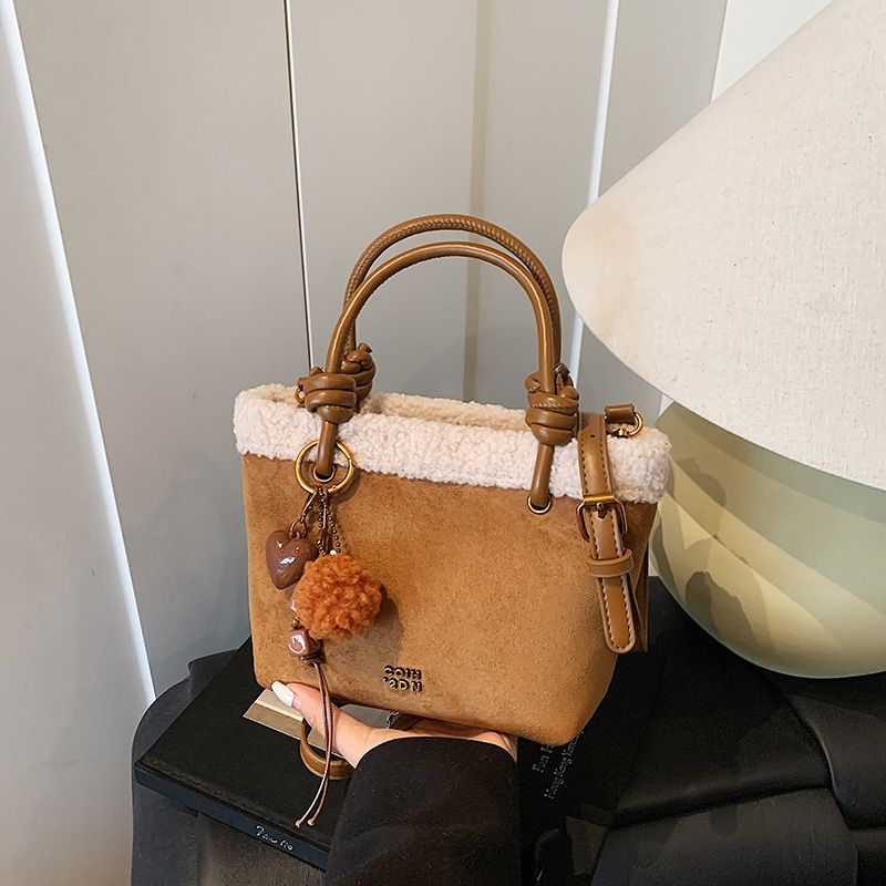 Borsa a mano in morbida pelle scamosciata, versatile borsa a tracolla con tracolla singola, stile borsa piccola, per autunno e inverno, da donna_voghion.com