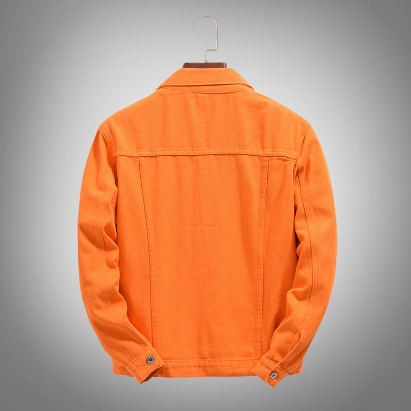 Giacca casual alla moda da uomo in denim primaverile e autunnale, ampia e coreana, arancione_voghion.com