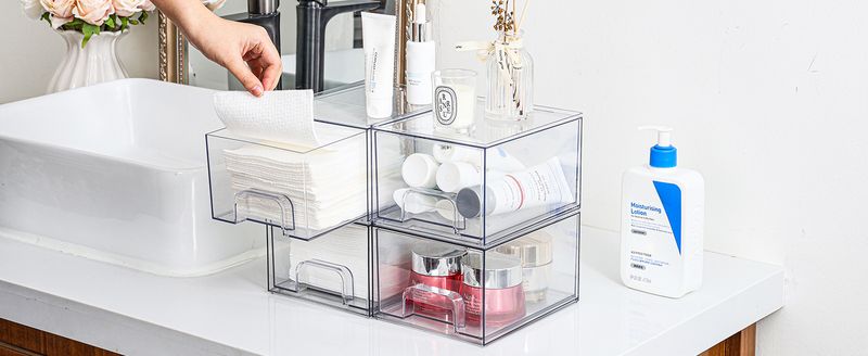 Schubladen-Organizer aus Acryl – 3-stufige, transparente Schreibtisch-Vitrine für Make-up, Schmuck und Bürobedarf (stapelbar, kratzfest)_voghion.com