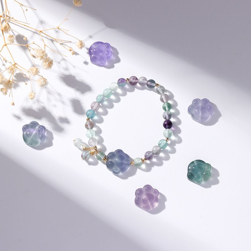 Round Natural Crystal Bracelet Niche Design Fringed Bracelet Strawberry Crystal Cat Claw Bracelet Bracelet Jewelry Gifts_voghion.com