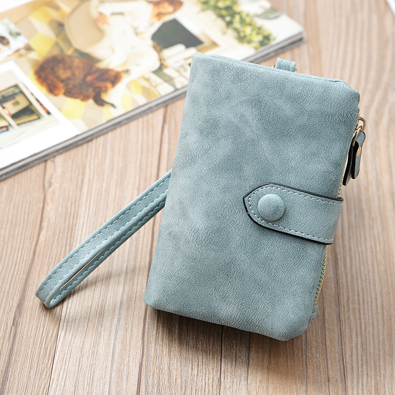 Portamonete piccolo con pochette lunga con cerniera lunga da donna, portafoglio corto opaco retrò in nuova versione coreana_voghion.com