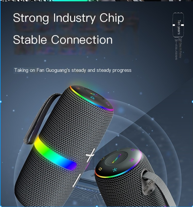 Trådløs Bluetooth-høyttaler, utendørs RGB-lys, bærbar vanntett lyd, omgivelseslys, stereolyd_voghion.com