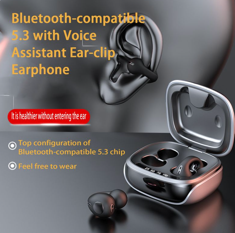 JX80 Draadloze oordopjes HiFi Stereo Surround Beengeleiding LED Digitaal display Bluetooth 5.3 Met spraakassistent Oorclip oortelefoon Dagelijks gebruik_voghion.com
