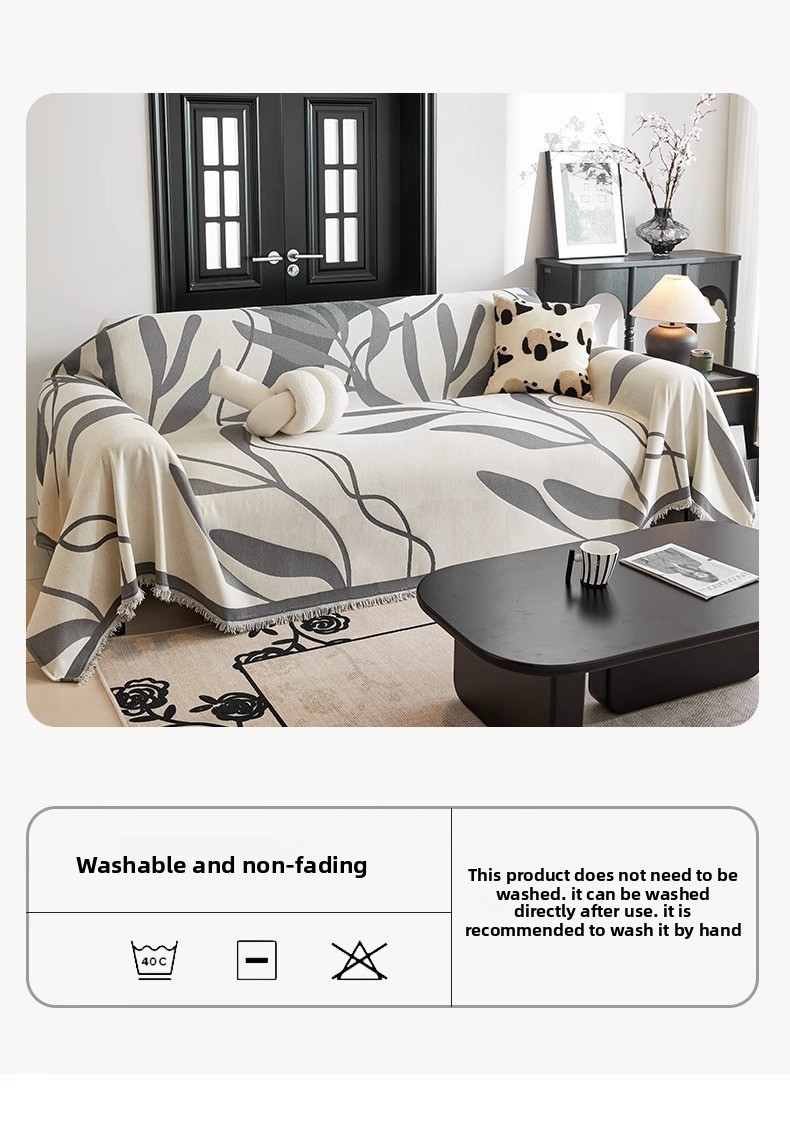 Abstract Geometric Chenille Sofa Cover - Modern Thickened Slipcover (Non-Slip Full Coverage Premium Textured Fabric)_voghion.com