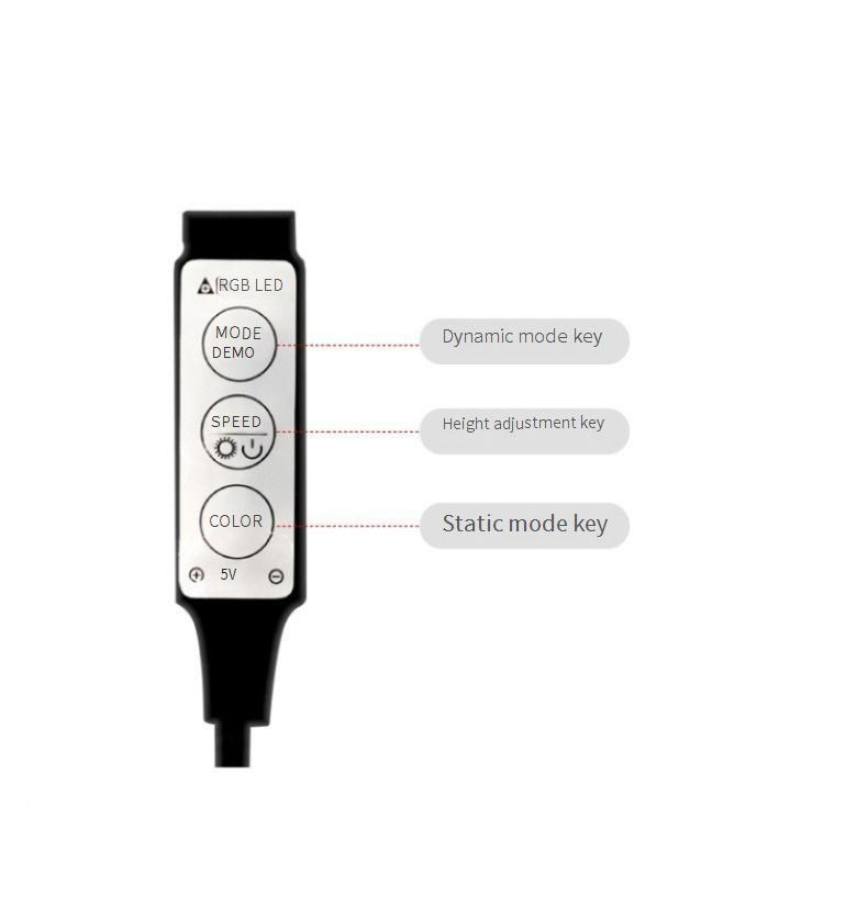 Self-Adhesive 5V RGB LED Strip Lights With Remote Control, USB Powered, 2835 Chip, 60 LEDs/m, Waterproof, For Home Decoration, TV Backlight_voghion.com