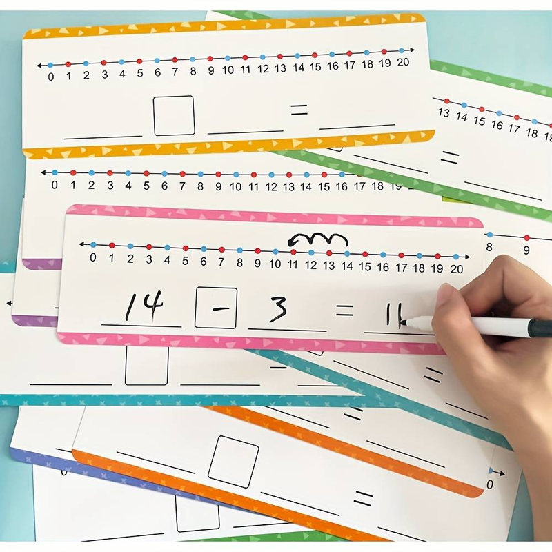 16pcs Dry Erase Number Line Cards, 0-10, 0-20 Number Line For Students, Homeschool Teacher Supplies, Classroom, Math Game Math Center High Quality_voghion.com