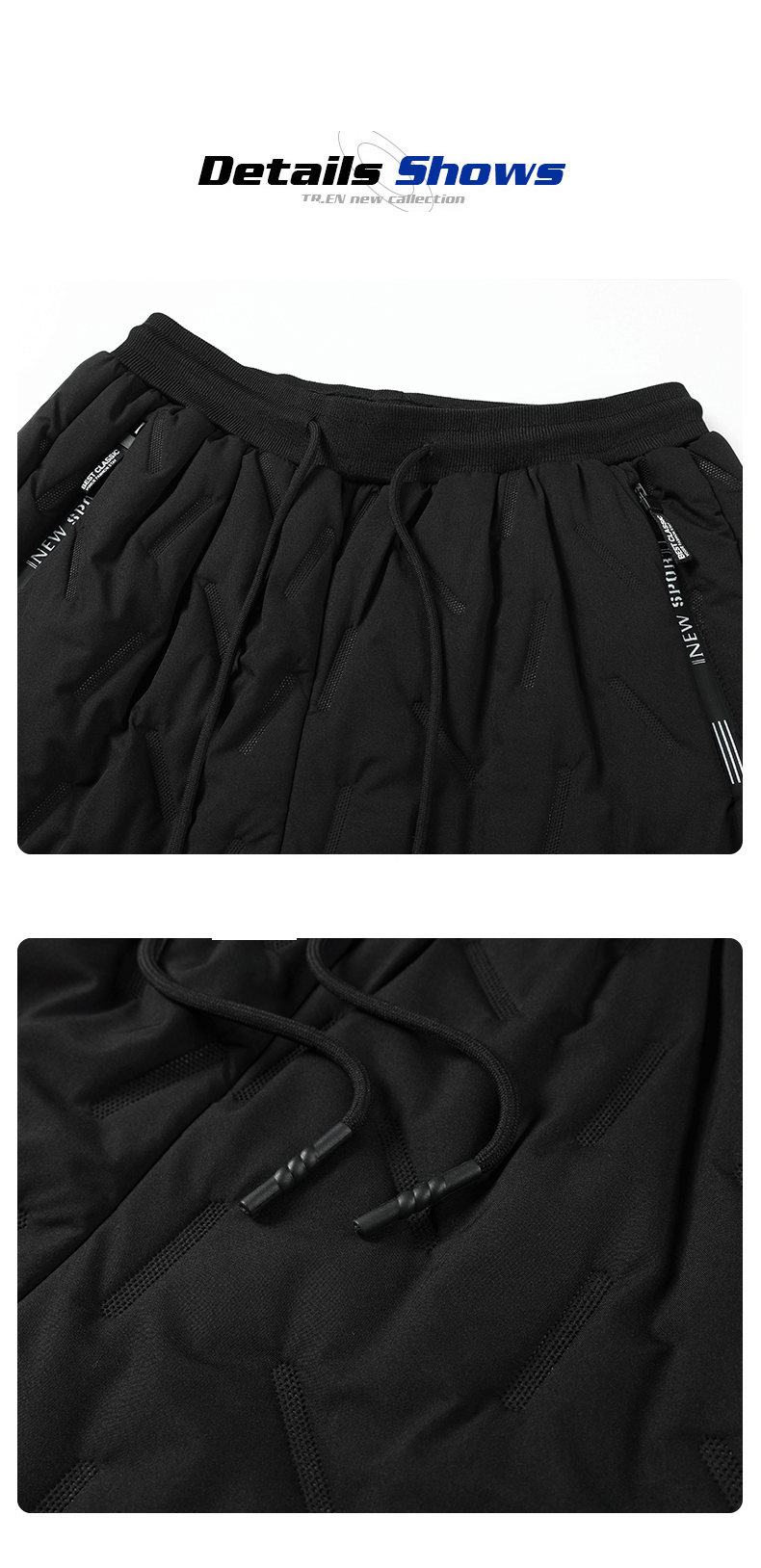 Pantalon d'hiver doublé polaire pour homme - Pantalon thermique coupe-vent imperméable avec poignets élastiques, grandes tailles disponibles (noir, gris foncé, coupe droite)_voghion.com