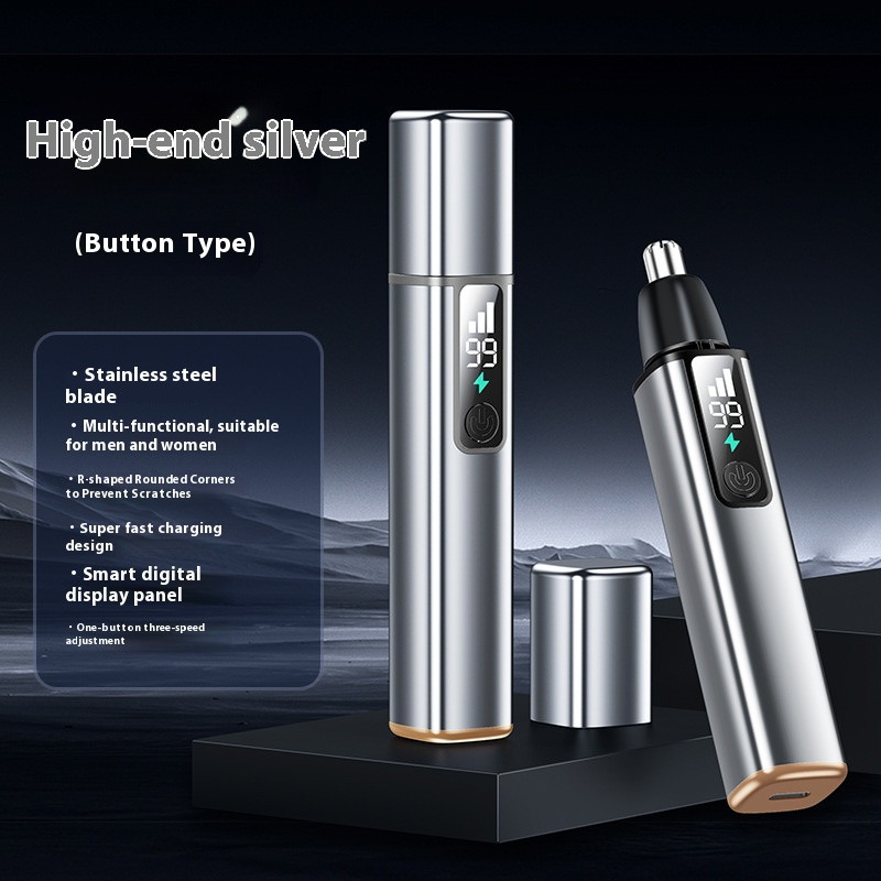 Premium Electric Nose Hair Trimmer With LED Display - Rechargeable & Waterproof - Multi-Functional Grooming Kit For Men & Women_voghion.com