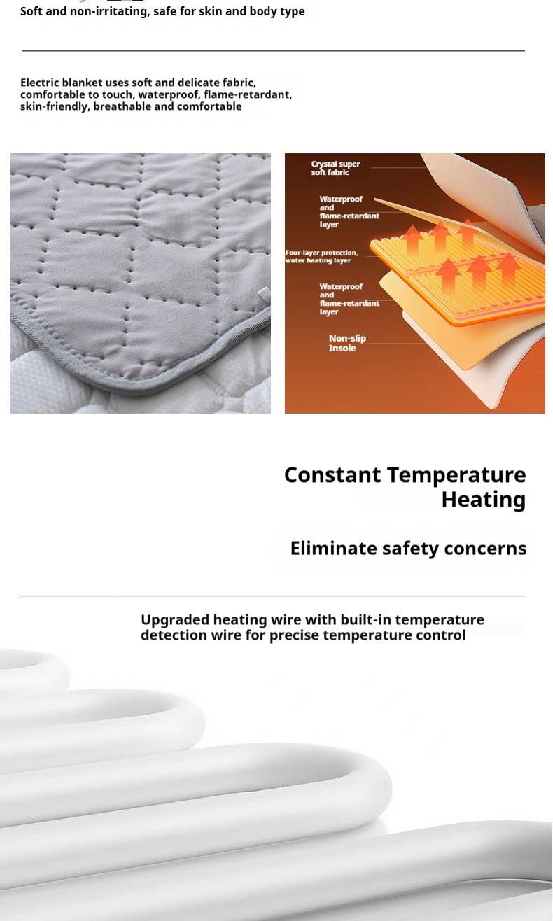 Couverture chauffante double pour camions, camping-cars et voitures (surface en flanelle, réglages haut/bas, commande unique, protection contre la surchauffe)_voghion.com