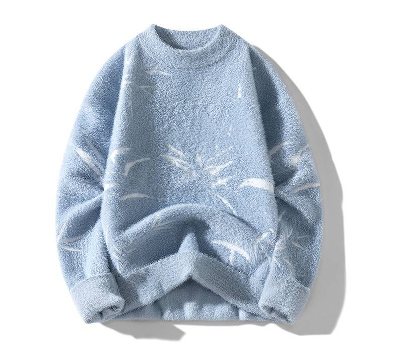 Maglione lavorato a maglia in bambù - Pullover oversize con scollo rotondo per uomo e donna (lavanda, crema) - Maglione invernale testurizzato fino alla taglia XXXL_voghion.com