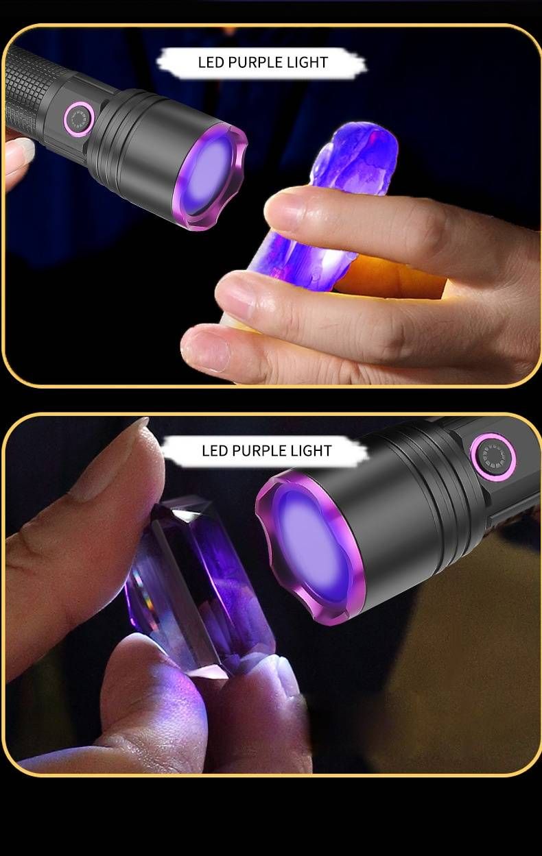UV365 Blacklight Flashlight – 10W High-Power LED For Pet Stain Detection, Counterfeit Money & Security Checks (26650/18650 Battery Options)_voghion.com