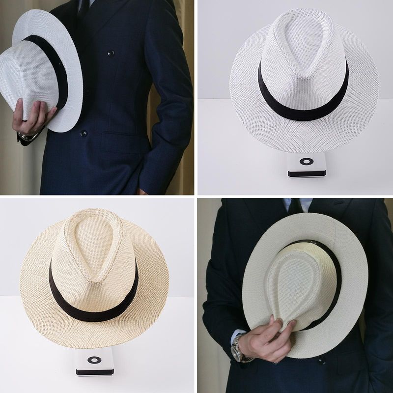 Neu eingetroffen Mode Sommer Casual Unisex Strand Große Krempe Jazz Sonne Panama Papier Stroh Frauen Männer Cowboy Fedora Hut Gangster_voghion.com