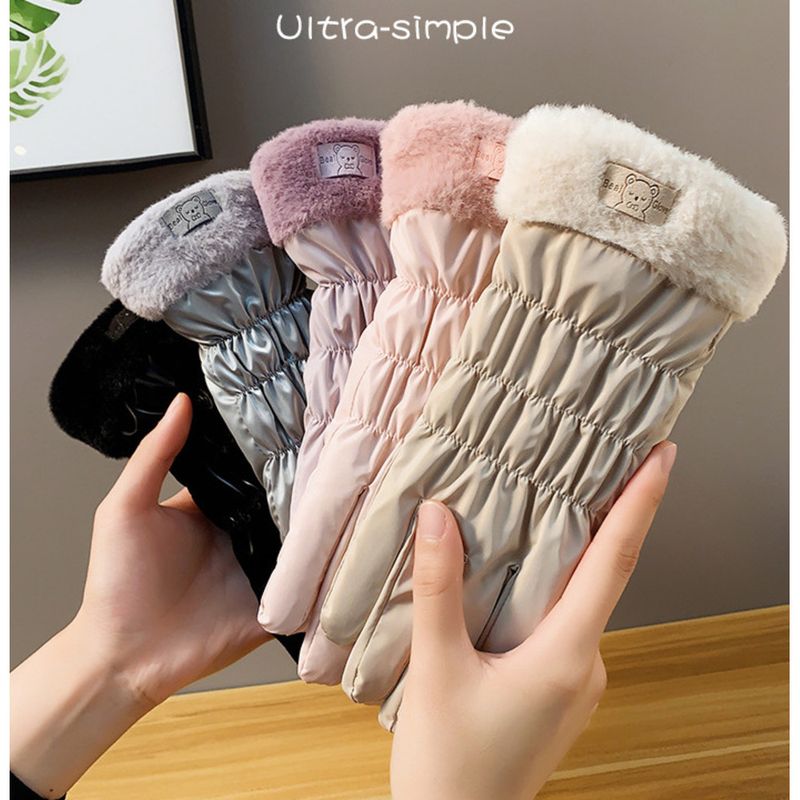 Caldo per le donne, moda autunnale e invernale, foderato in pile, spesso, carino, impermeabile, touchscreen per la guida all'aperto_voghion.com