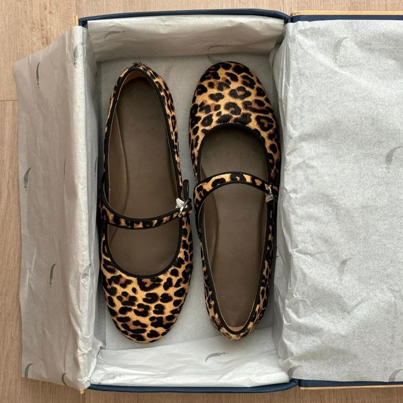Super Leopard Print Mary Jane Single Shoe Women's 2025 Summer New French Button Soft Sole Ballet Flat Scoop Shoes_voghion.com