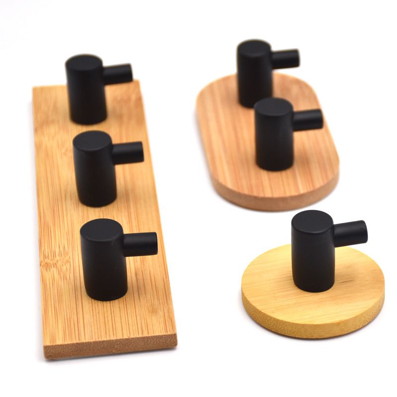 Bamboehouten haken voor keuken en badkamer, decoratieve roestvrijstalen haken zonder pons, hoeden- en handdoekhaken, rechtstreekse levering door de fabriek_voghion.com
