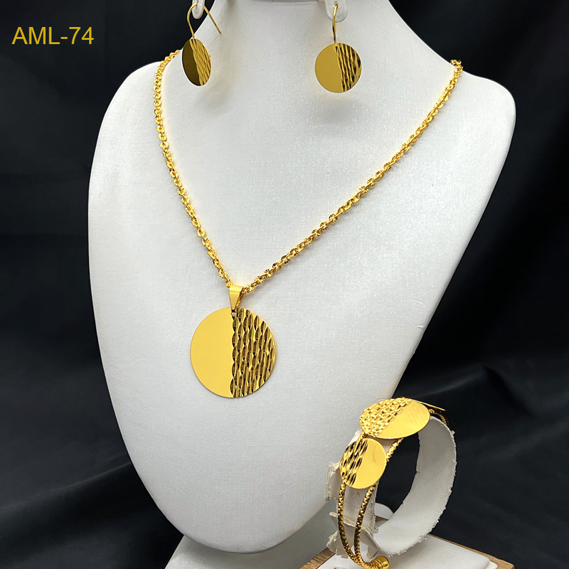 Gold plated coin bracelet ring necklace set ornaments_voghion.com