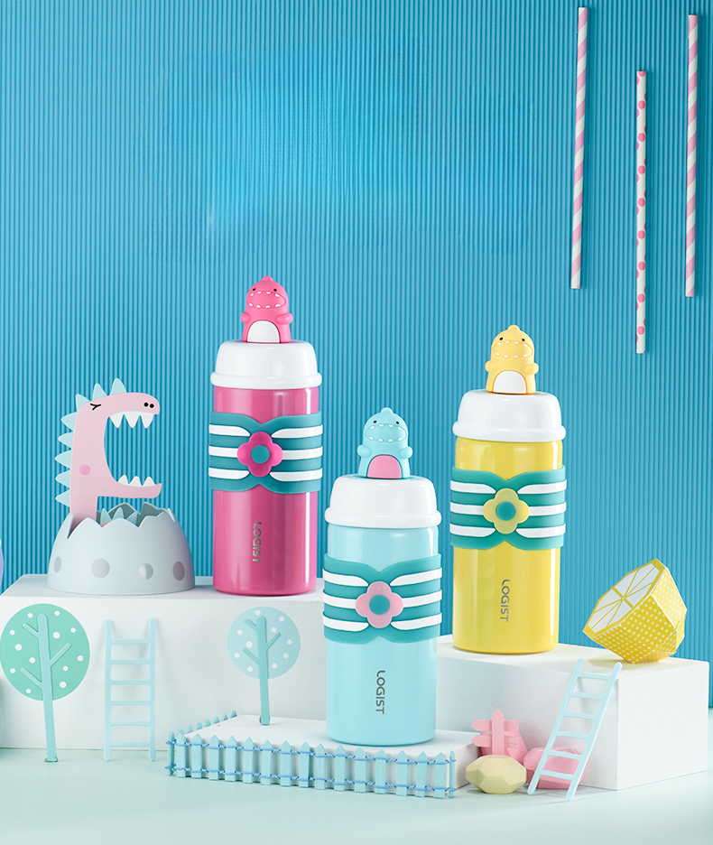 360ML Stainless Steel Insulated Water Bottle, Cute Design with Large Capacity and Straw, Student Water Tumbler Flask Bottle_voghion.com