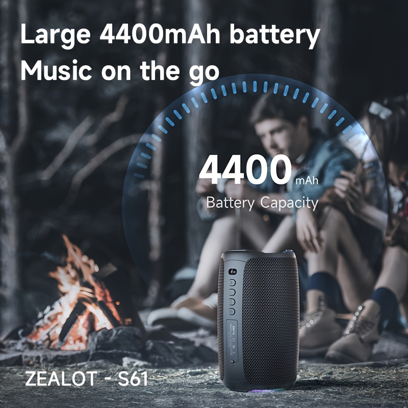Difuzor wireless ZEALOT S61 cu sunet stereo de 20 W, difuzoare portabile de exterior cu wireless 5.2, timp de redare 6 ore, lumină RGB, baterie de 3000 mAh, dublă_voghion.com