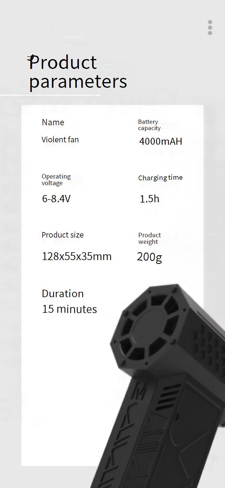 Turbo Handheld Fan - 130,000 RPM Brushless Motor (USB-C Fast Charge Ultra-Strong Wind Power Portable & Lightweight For Outdoor/Workshop Use)_voghion.com