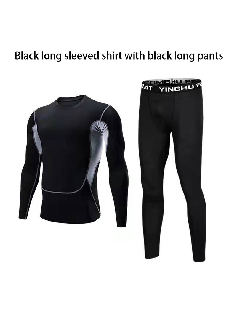 Fitness Suit, Men's Set, Sports Quick Drying Tight Fitting Suit, Training Suit, Seasonal Running, Basketball, Gym Fitness Suit_voghion.com