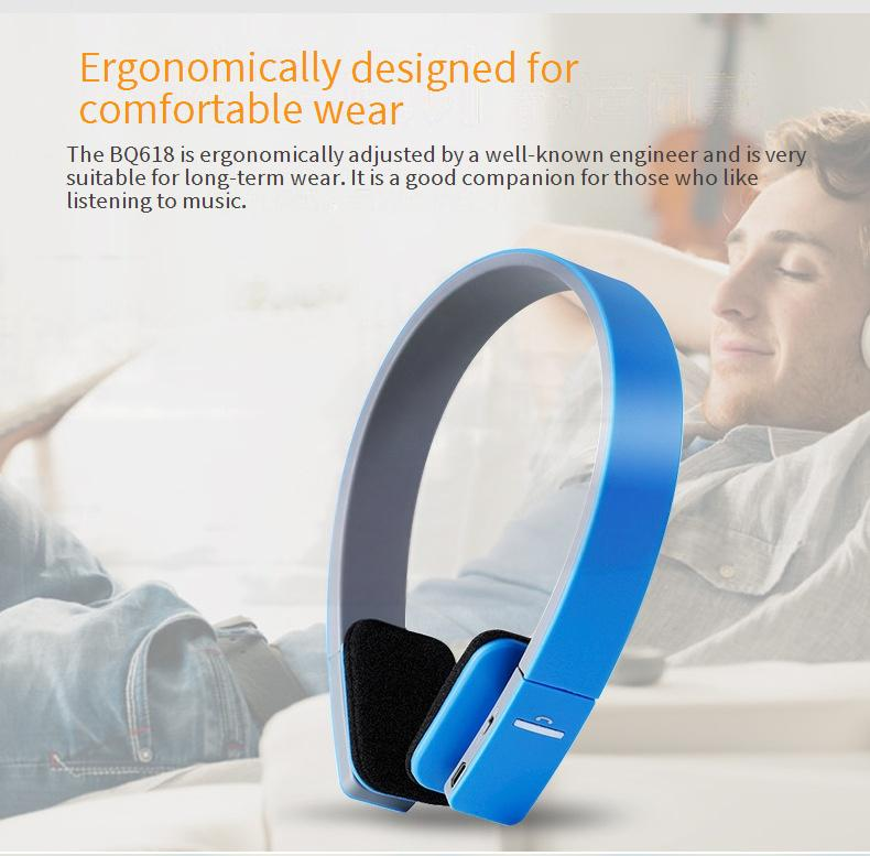 AEC BQ618 Wireless Bluetooth Headphones - Over-Ear Stereo Bass Headset With Built-in Mic For Sports, Running, Gym_voghion.com