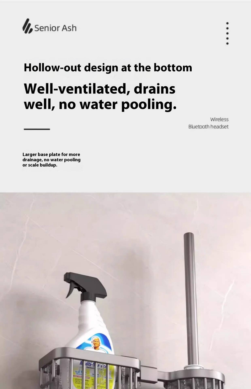 Hochwertiger Toilettenbürstenhalter zur Wandmontage – Space Aluminium, Badezimmer-Organizer ohne Bohren (Mattschwarz/Silber/Grau, rostfrei, 10 kg Tragkraft)_voghion.com