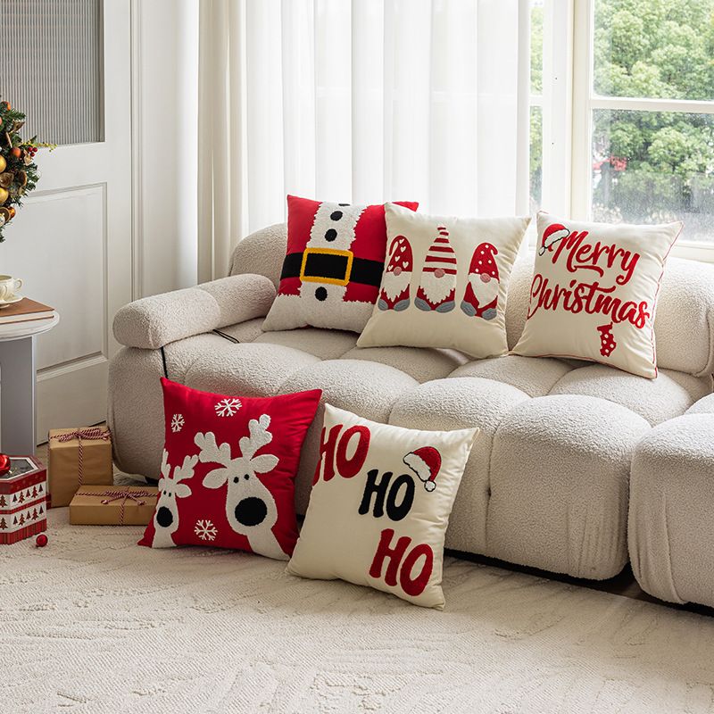 Bestickter Kissenbezug mit Weihnachtsmotiv – Weihnachtsdekoration für Sofa, Couch, Bett_voghion.com