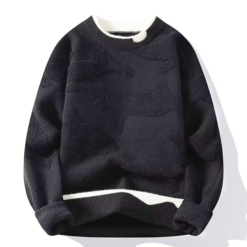 Maglione oversize a strati da uomo - Modello in due pezzi con vestibilità europea (top invernale testurizzato)_voghion.com