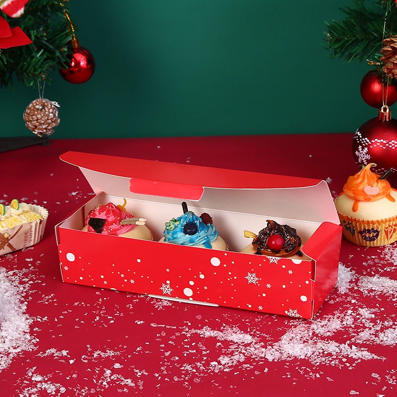 Christmas Reindeer Flip Top Cake Box - 350g White Cardstock Baking Packaging For Cupcakes, Cookies & Snowflake Crisps (Set Of 25)_voghion.com