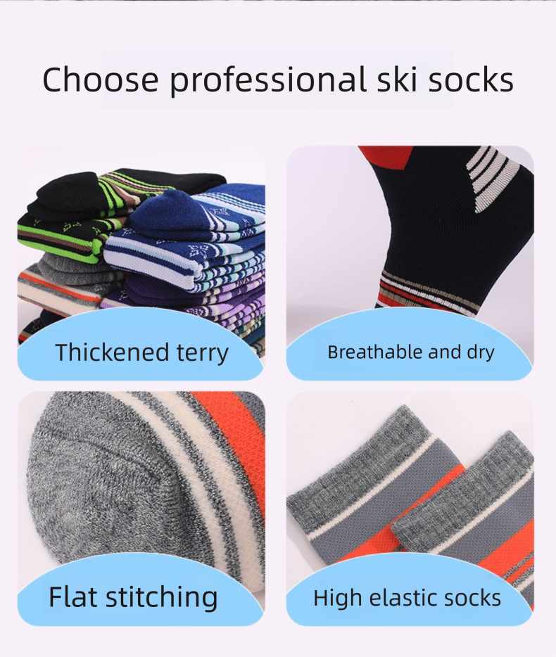 Meias de esqui/caminhada para adultos, acima do joelho, com sola grossa de toalha, ideais para atividades ao ar livre, caminhadas, esqui e atividades ao ar livre, respiráveis e absorventes de suor._voghion.com