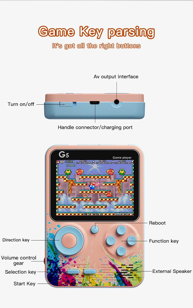 G5 500in-1 nostaljik ekran konsolu el tipi renkli renk eşleştirme oyunu_voghion.com