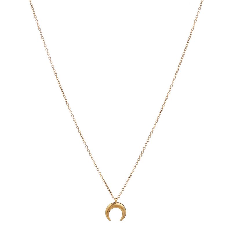 Hot Sales Nieuwe Mode Roestvrijstalen Dunne Ketting Hanger Voor Vrouwen Halve Maan Hoorn Charms Ketting Sieraden_voghion.com