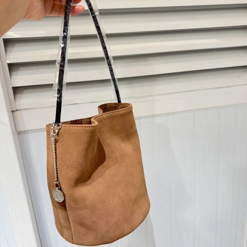 Bolso de mano coreano de un solo hombro, de gran capacidad, de piel auténtica de alta gama, de gamuza, minibolso para mujer_voghion.com