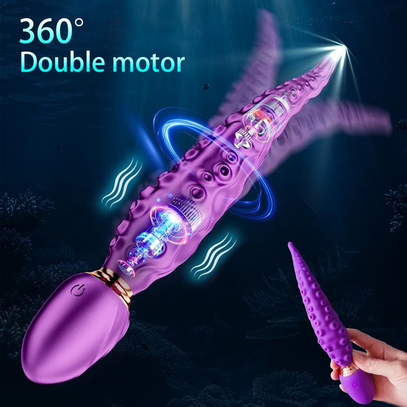 Realistic Rotating Eighty-finger Dildo - Double Head Vibrator, G-Point And Clitoral Stimulator With 9 Modes, Adult Toys_voghion.com