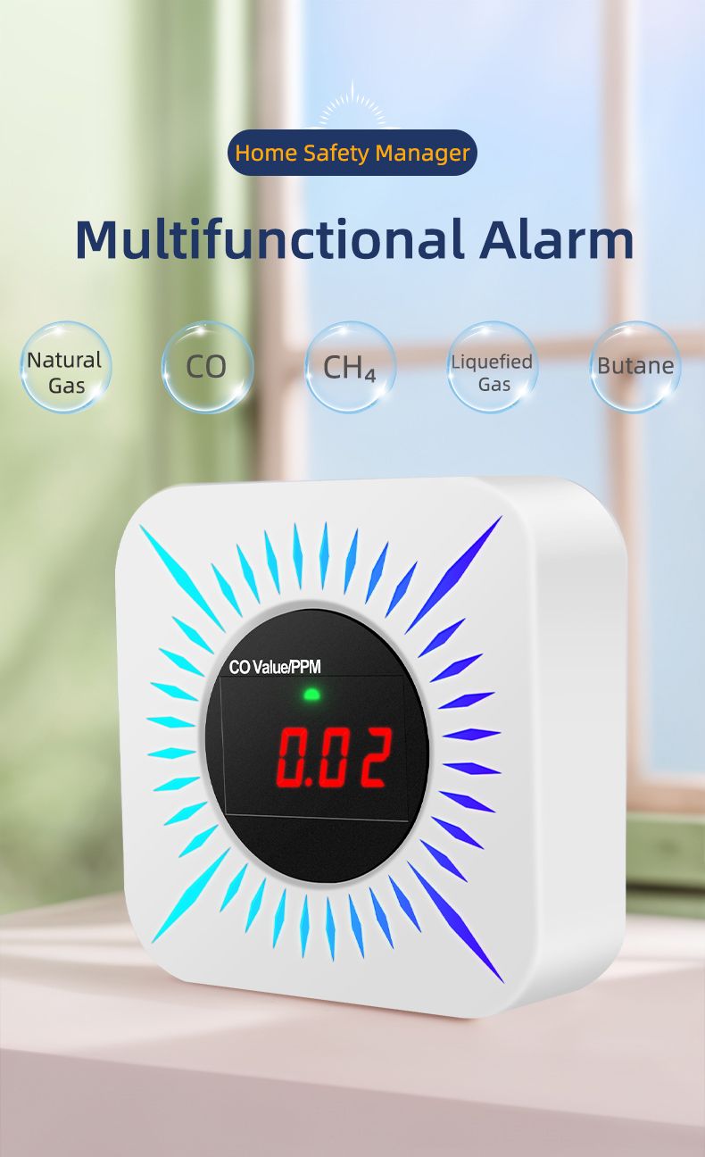 Détecteur de monoxyde de carbone intelligent Tua avec automatisation pour contrôle sans fil et alarme multifonctionnelle 80DB Home_voghion.com