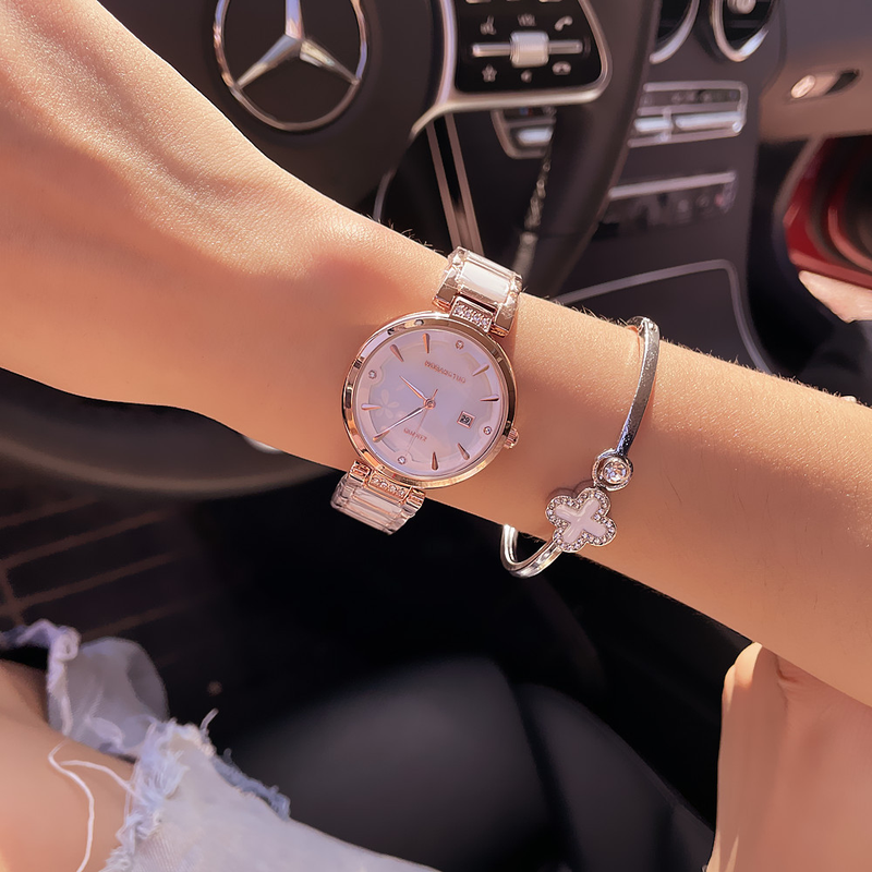 Orologio da donna con calendario e cintura impermeabile al quarzo minimalista in ceramica di nuova moda_voghion.com