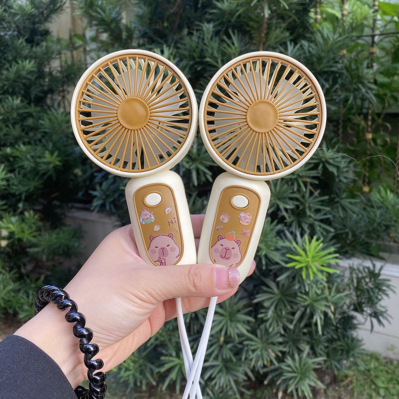 New Capibara Handheld Portable Summer Outdoor Personal Student USB Rechargeable Mini Fan_voghion.com