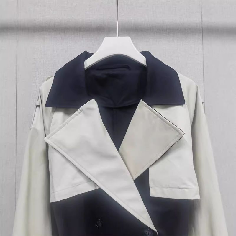 Franse Niche 24 Herfst/Winter Nieuwe Klassieke Stijl Contrasterende Kleur Een Knoop Taille Korte Windjack Voor Vrouwen_voghion.com
