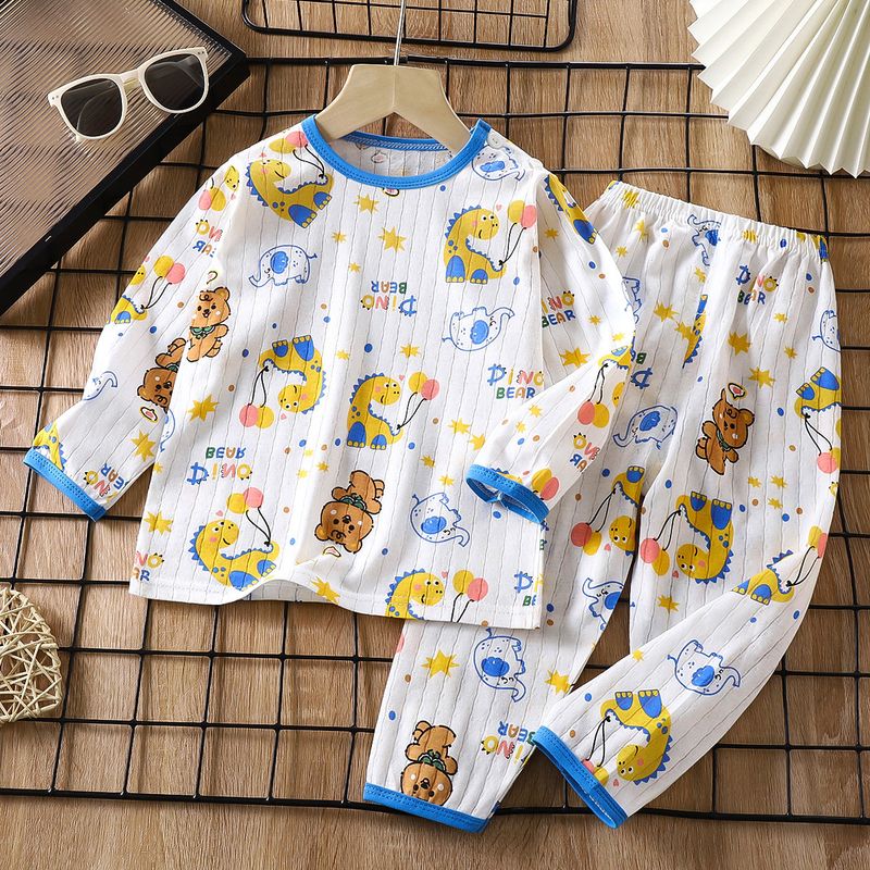 Weiche, atmungsaktive Baumwolle, Baby-Kinder-Pyjama-Set, süßes Cartoon-Langarm-Schlafanzug-Set für 0–5 Jahre_voghion.com