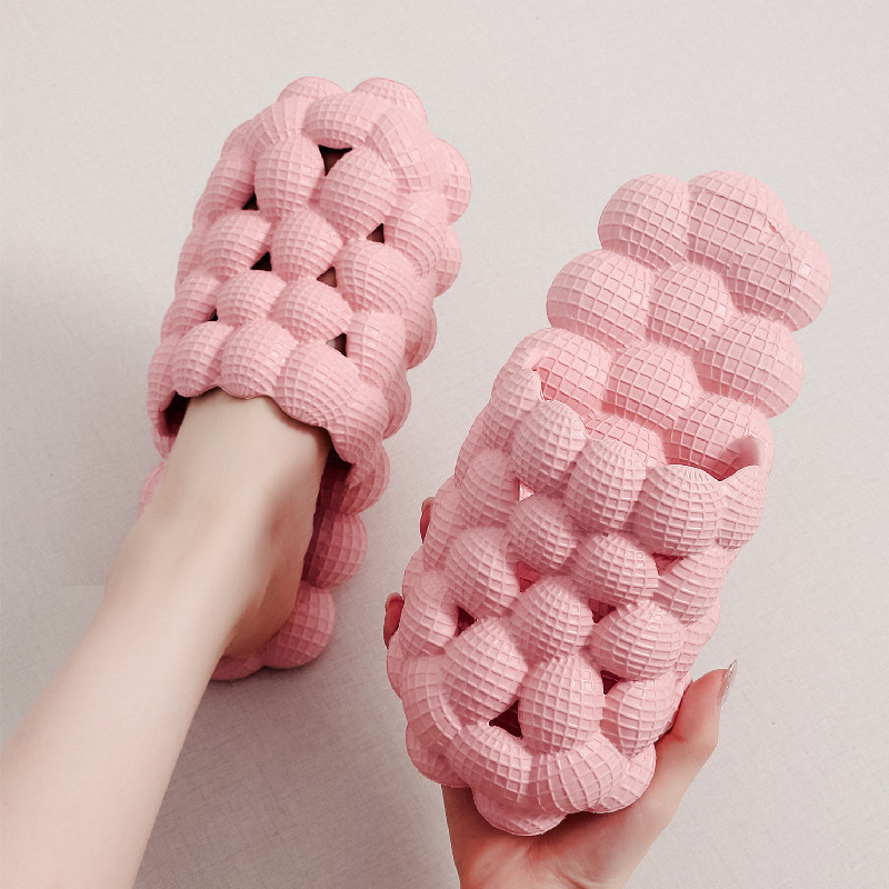 Sommer Hausschuhe mit weichem Boden im Poop-Feeling-Blasen-Lychee-Stil, coole Hausschuhe für Damen im Badezimmer und in der Dusche_voghion.com