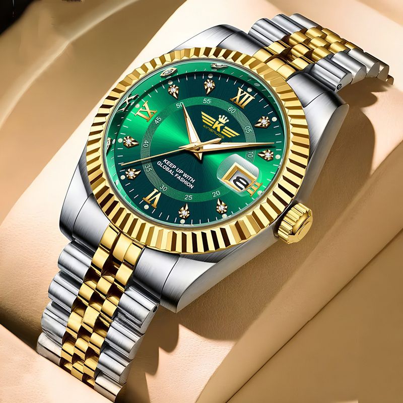 Orologio da uomo elegante in acciaio inossidabile con calendario e lancette luminose - Orologio casual elegante da indossare tutti i giorni Orologio da uomo elegante e versatile, casual_voghion.com