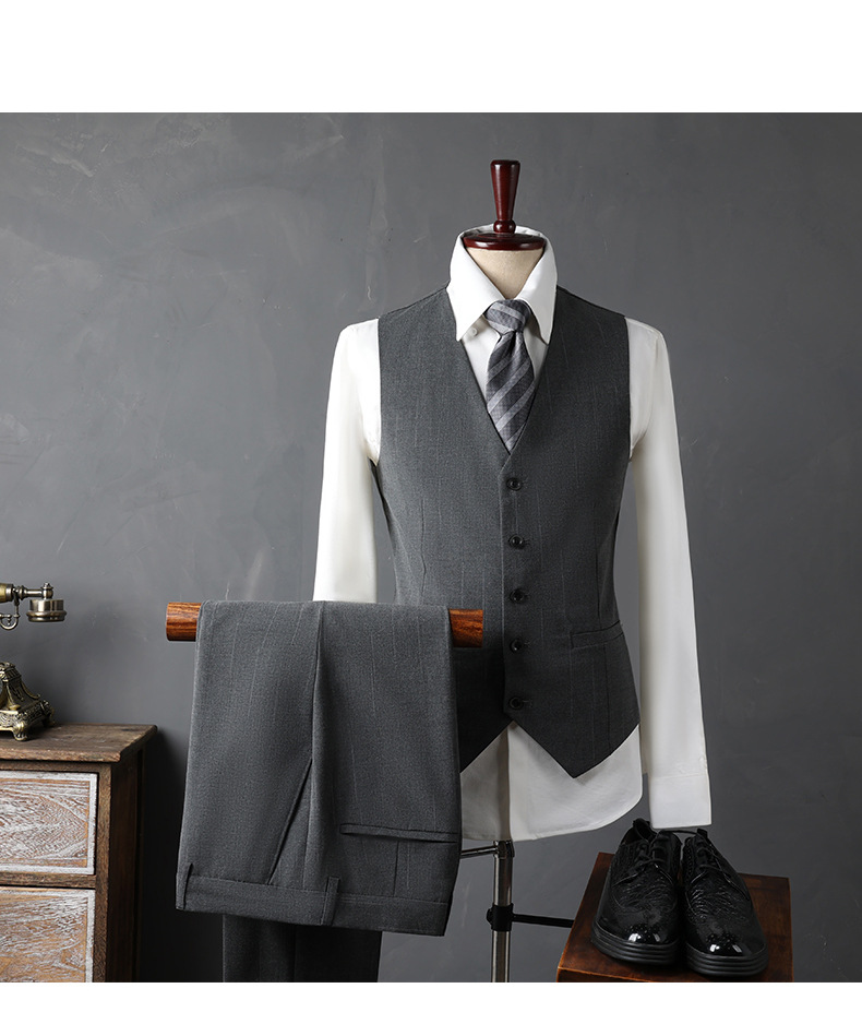 Men's Slim Fit Suit Set 3-Piece Formal Business Blazer Vest Pants Wedding Groom Party Outfit_voghion.com