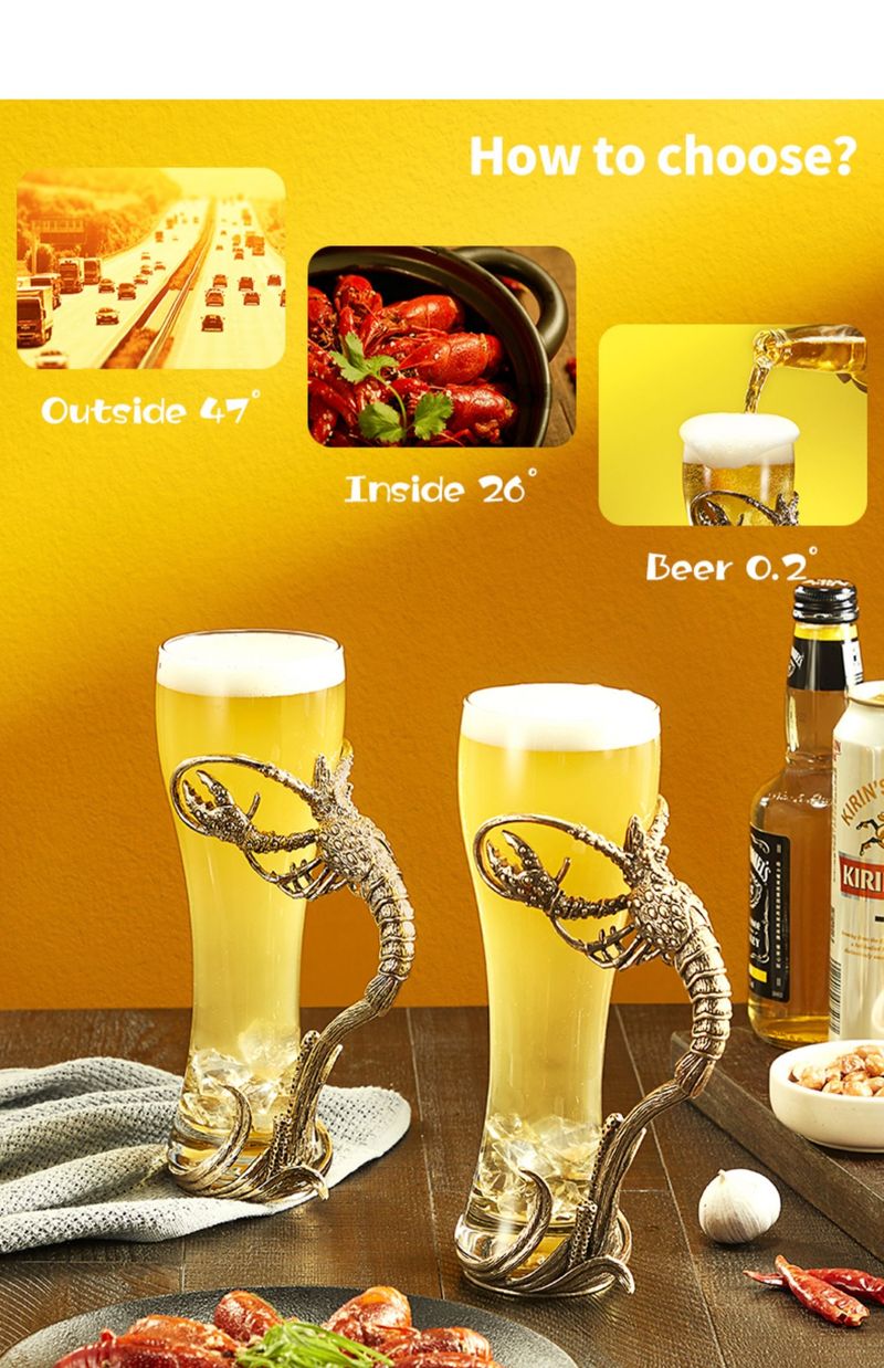 Wysokiej jakości kreatywny i spersonalizowany szklany kubek w kształcie homara, wysokiej jakości rzemiosło o dużej pojemności, pas internetowej gwiazdy, do domu_voghion.com