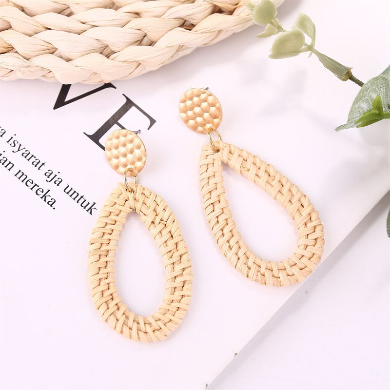 conjunto de brincos de borla hit Novos brincos boêmios Brincos de vime de madeira_voghion.com