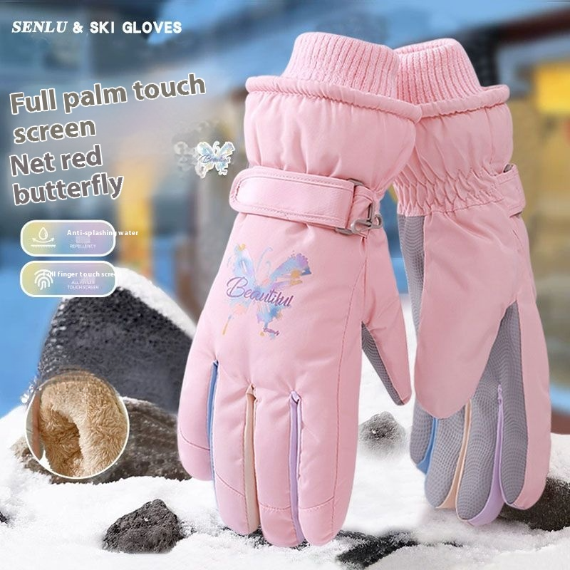 Ski for women in winter, warm and plush, thick touch screen, outdoor cycling, electric bike riding, playing with snow,_voghion.com
