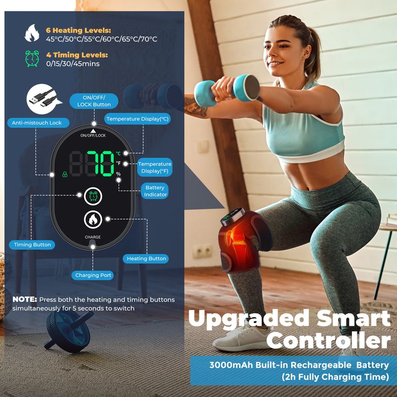 Electric Pad Fast Heating Therapy Knee Temperature Massar Arthritis Physiotherapy Shoulder Elbow Joint Vibration_voghion.com