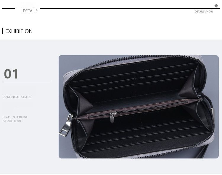 Canvas portemonnees voor heren, lange clutches, clutches met rits voor heren, telefoontasjes voor heren, denim casual portemonnees met grote capaciteit._voghion.com